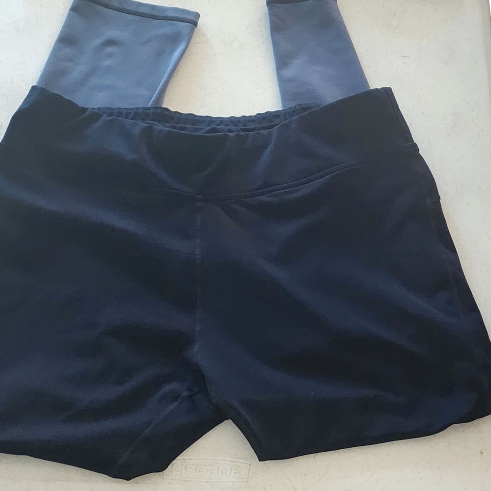 Chico's Navy & Light BLlue Athletic Yoga Leggings - Chicos SZ 2 M-L Nive